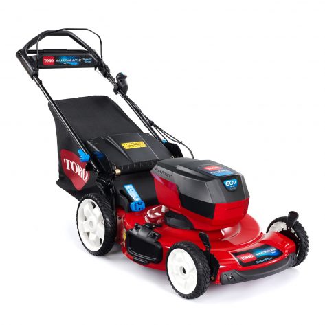Introducing the 56 cm (22”) Recycler® Personal Pace® 60 Volt Battery Mower. 