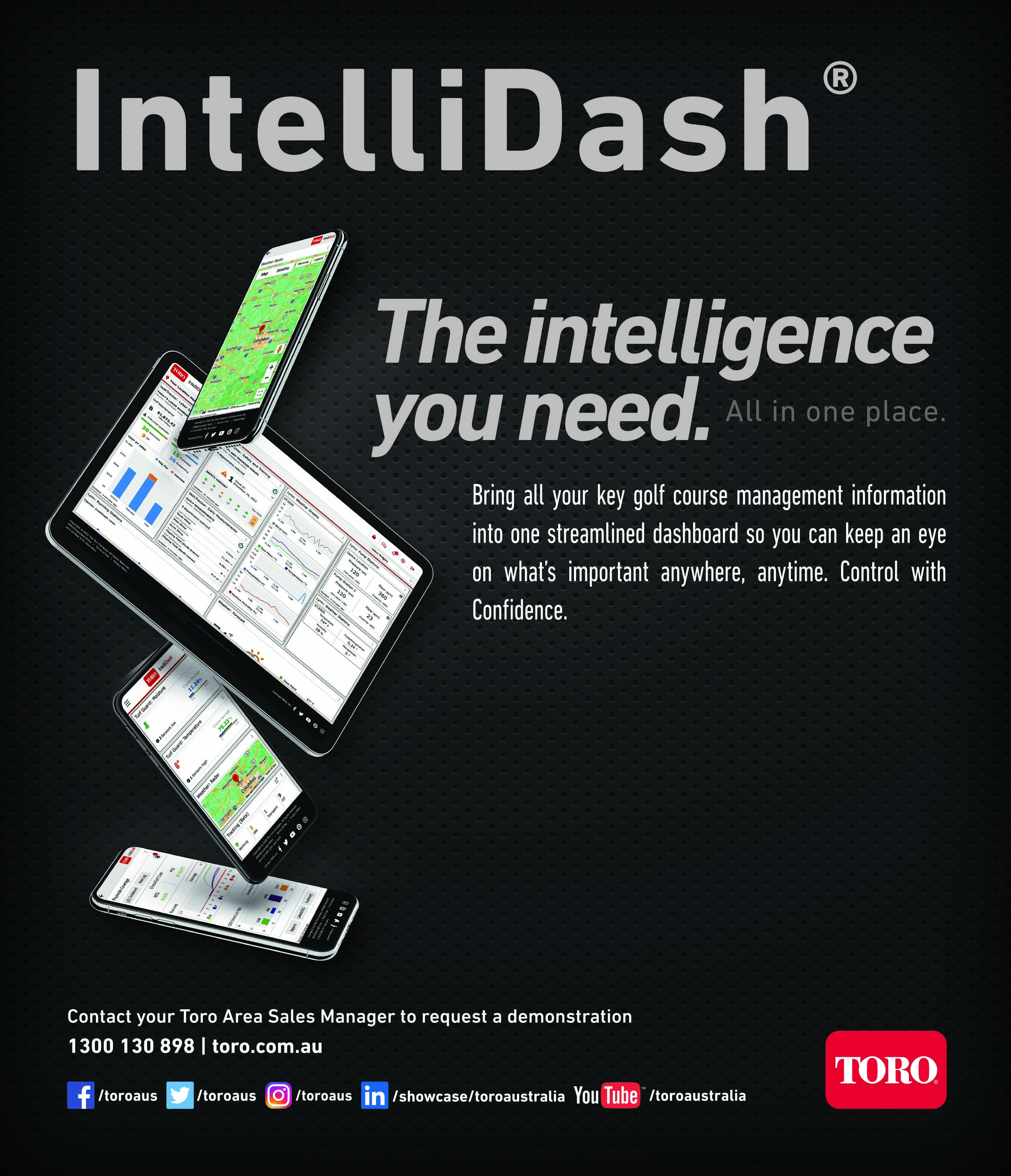 Toro’s new IntelliDash® Irrigation and Fleet Management Platform is the intelligence you need